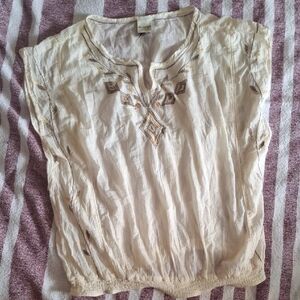 Sonoma Cream Embroidered Boho Blouse